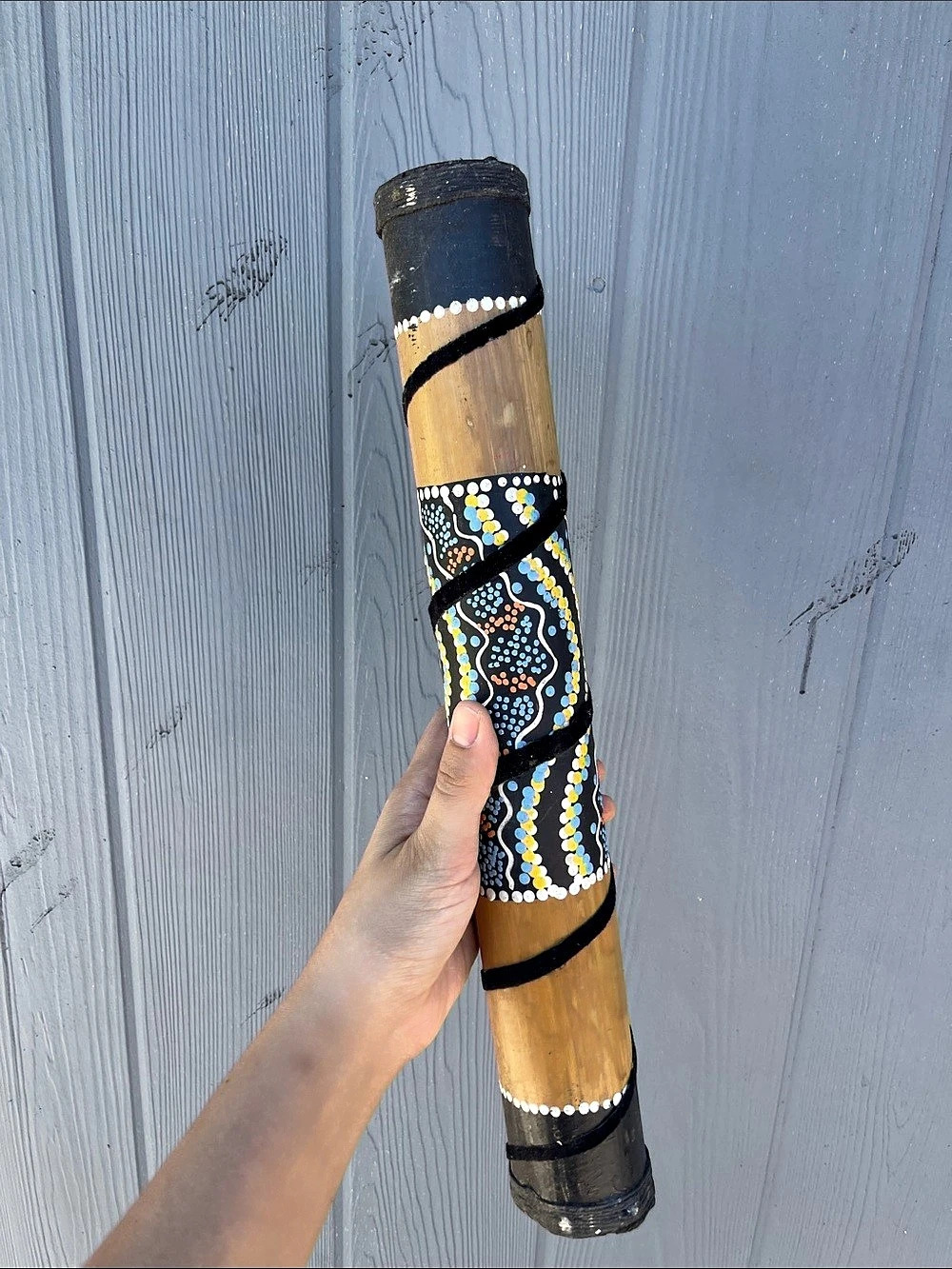 Brown & Black Hand-Painted Abstract Rainstick